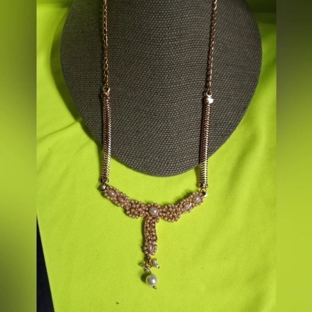 Goldtone faux pearl necklace